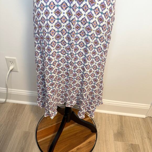 BECCA Marrakesh Ruffled Swim Cover Up Midi Dress In Cream Purple - Picture 6 of 15